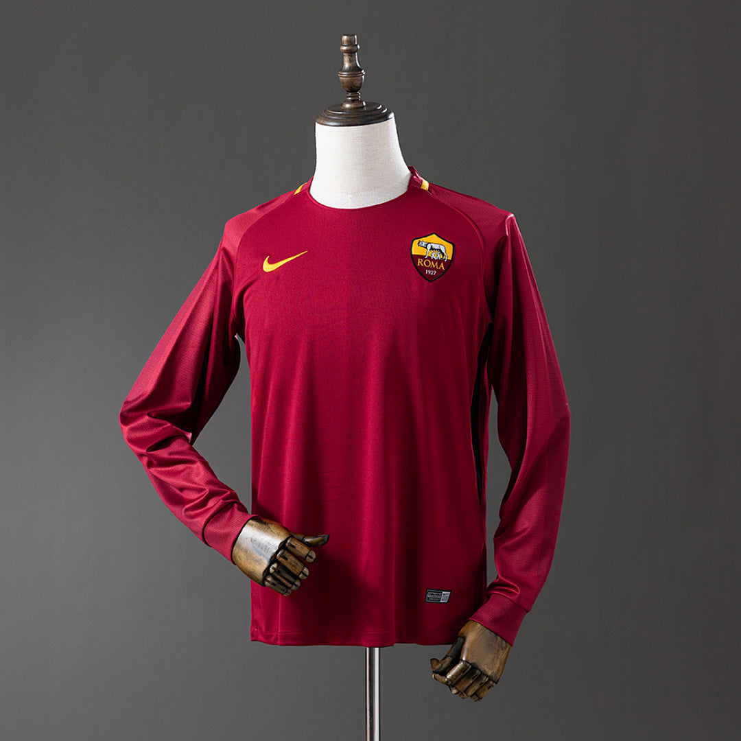 Camiseta Retro AS Roma Local Manga Larga 17/18 - frente