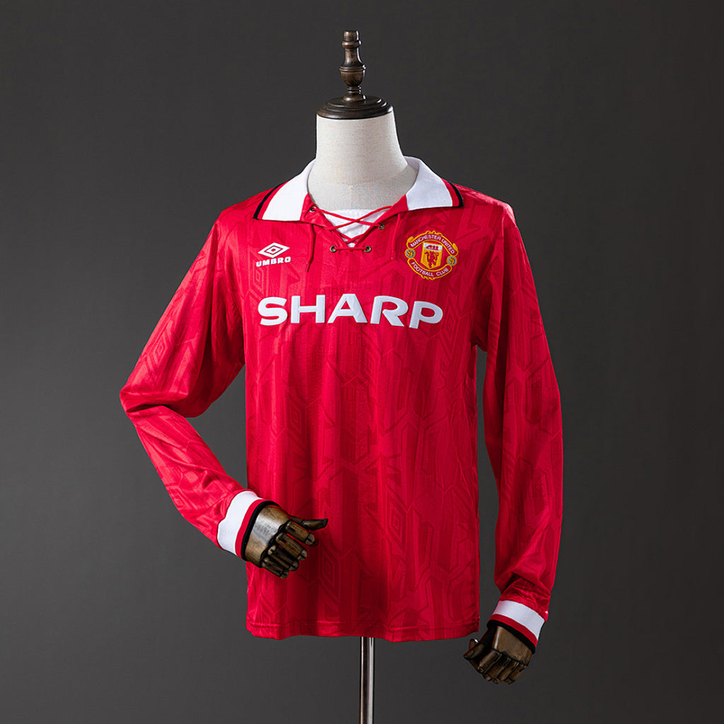 Camiseta Retro Manchester United Local Manga Larga 92/94 - frente
