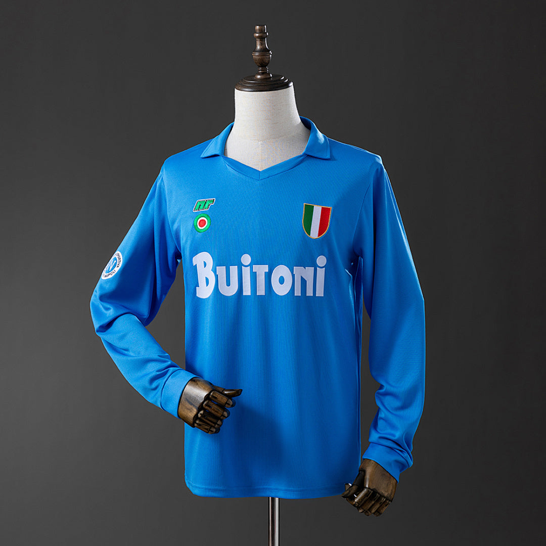 Camiseta Retro SSC Napoli Local Manga Larga 87/88 - frente