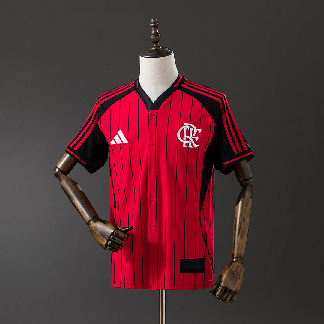 Camiseta Flamengo Burdeos y Negra 2025/26 - frente