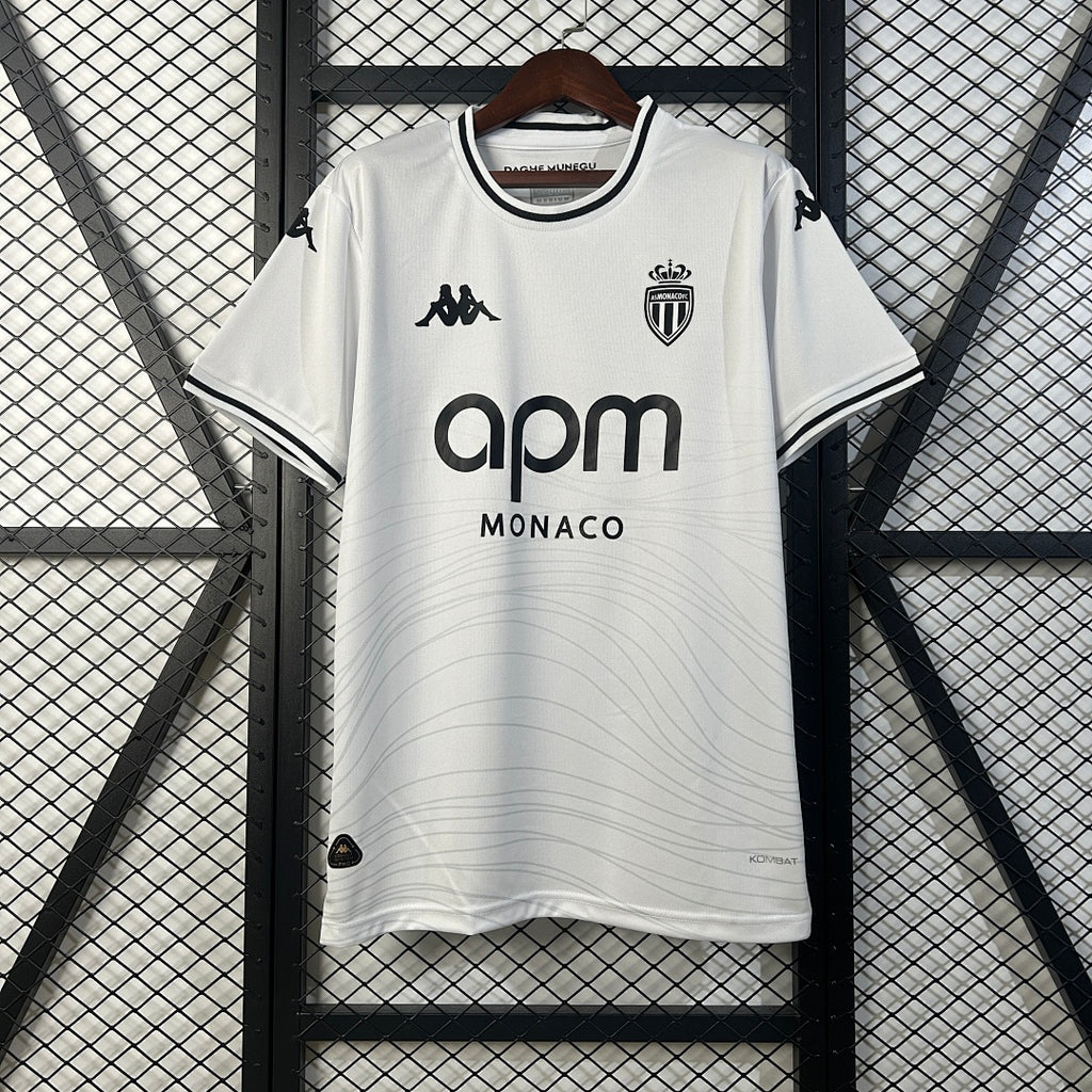 Camiseta AS Monaco Visita Gris Claro y Negra 2025/26 - frente