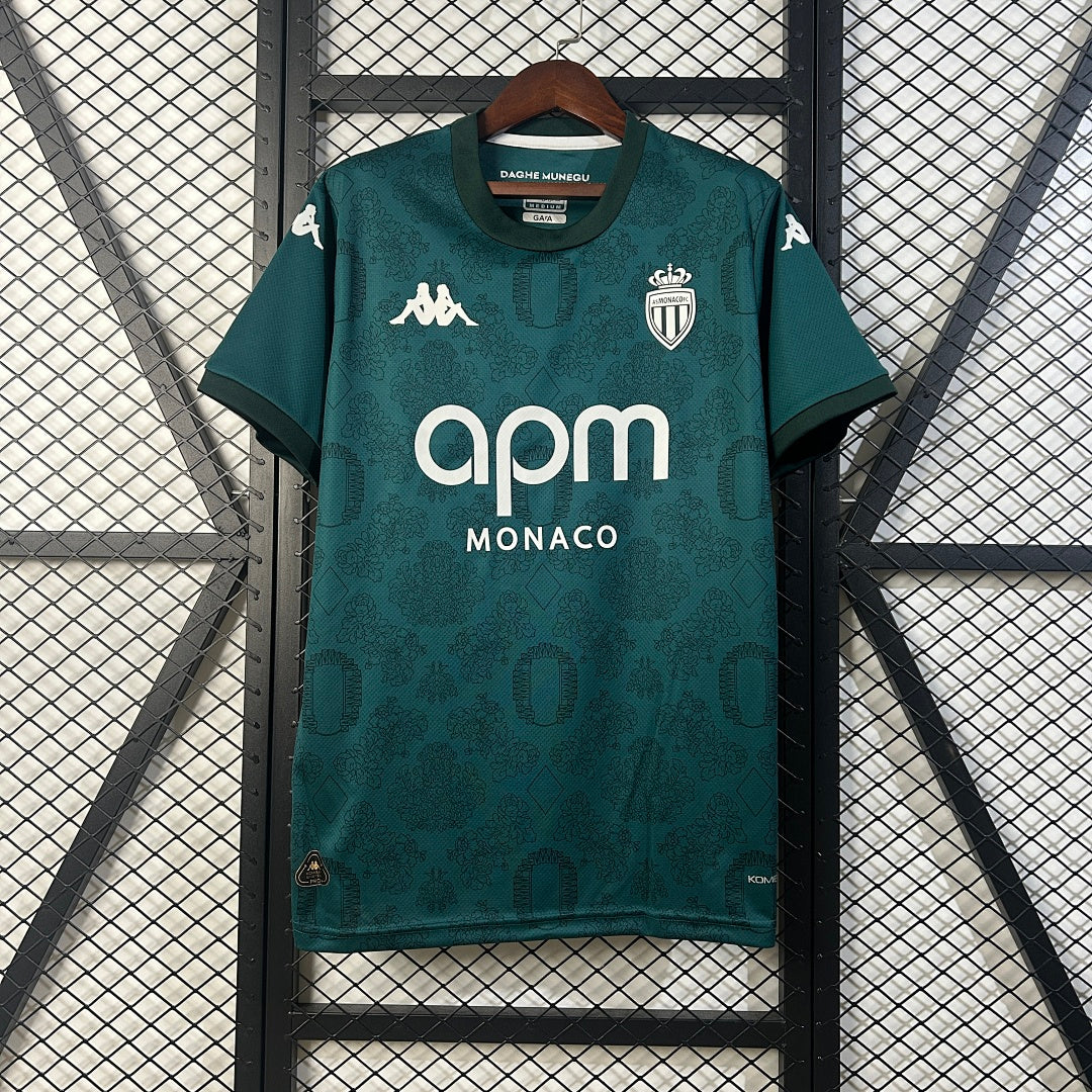 Camiseta AS Monaco Visita Turquesa y Negra 2025/26 - frente