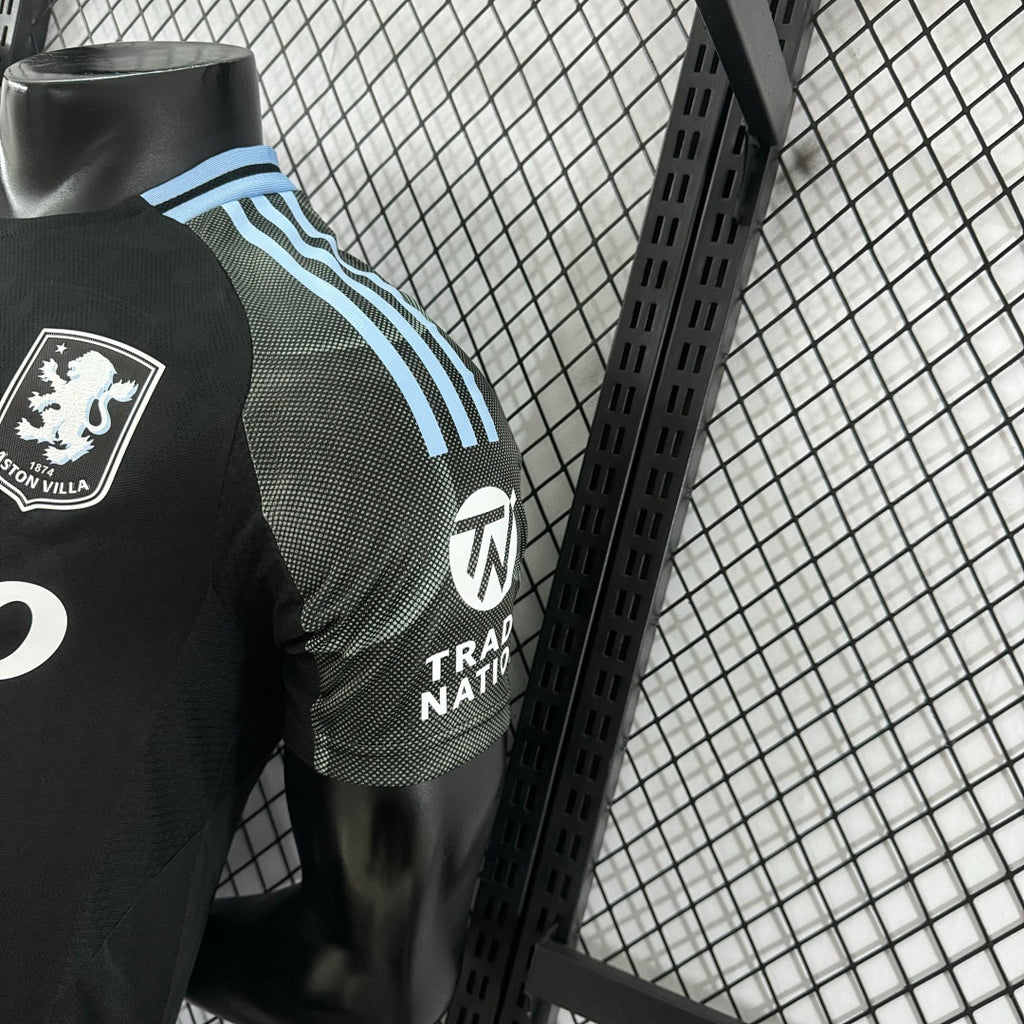 Camiseta Aston Villa Visita Negra y Gris 2025/26 Versión Jugador - espalda