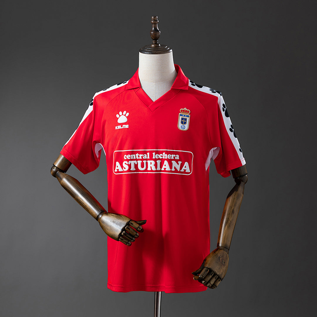 Camiseta Retro Real Oviedo Local Burdeos y Roja 90/91 - frente