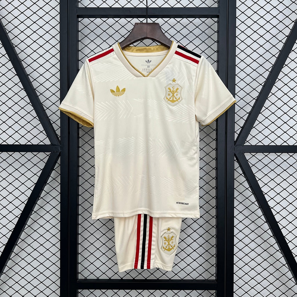 Conjunto Niños Flamengo Tercera Amarilla y Negra 2025/26 - frente