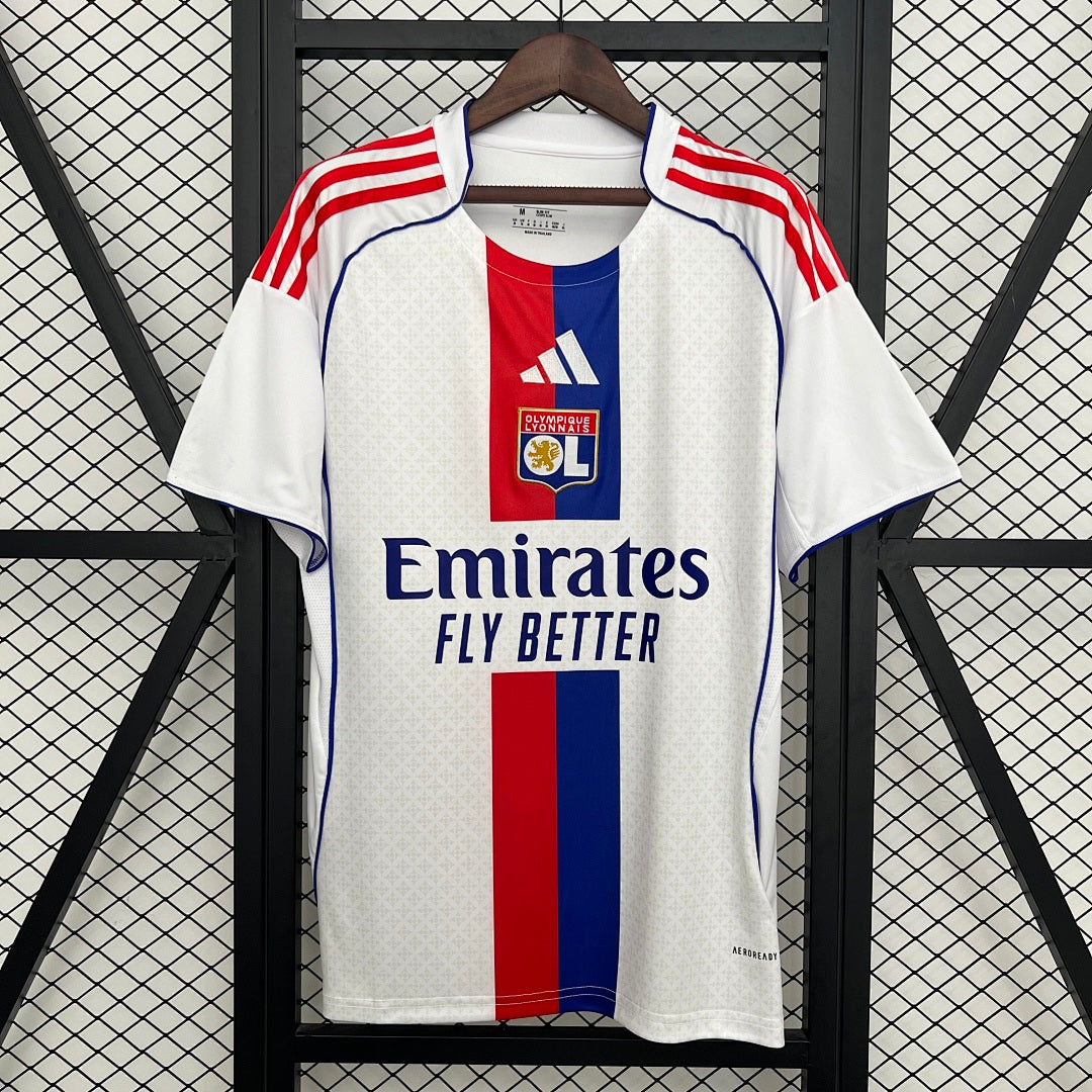 Camiseta Olympique de Lyon Local Gris Claro y Negra 2025/26 - frente