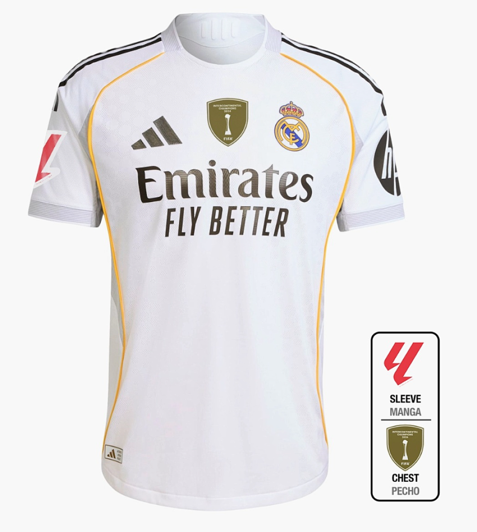 Camiseta Real Madrid Local Celeste y Negra 2025/26 - espalda