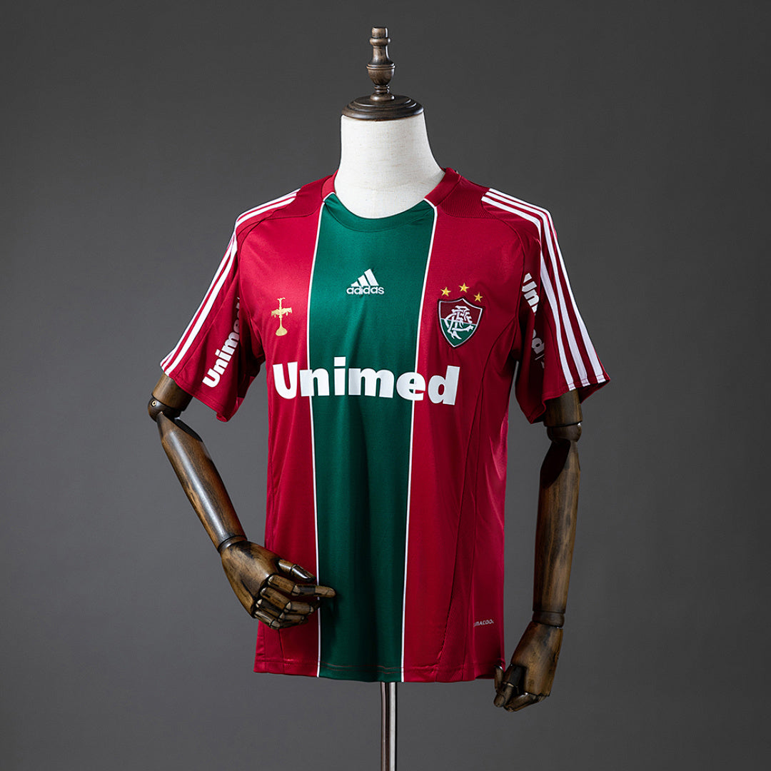 Camiseta Retro Fluminense Visita Gris y Burdeos 2009 - frente
