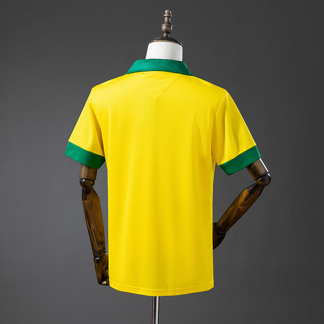 Camiseta Retro Brasil Local Amarilla y Gris 1958 - espalda