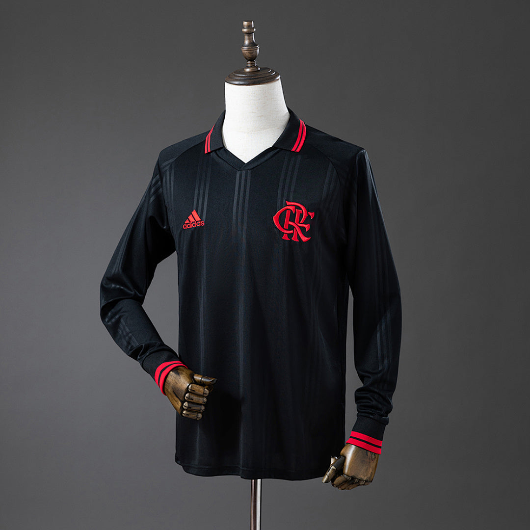 Camiseta Retro Flamengo Negra Manga Larga 2019 - frente