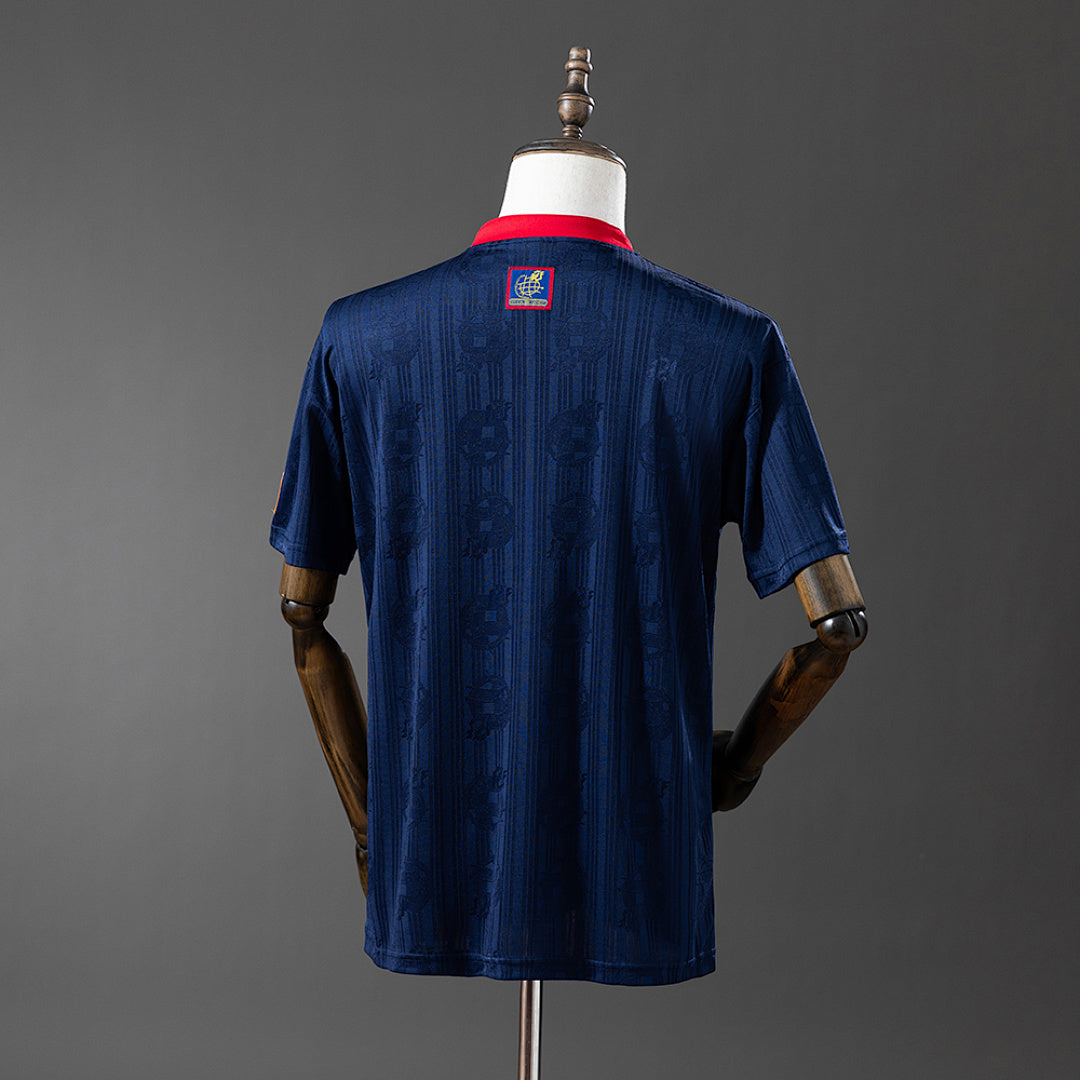 Camiseta Retro España Visita Azul Marino y Gris 1996 - espalda