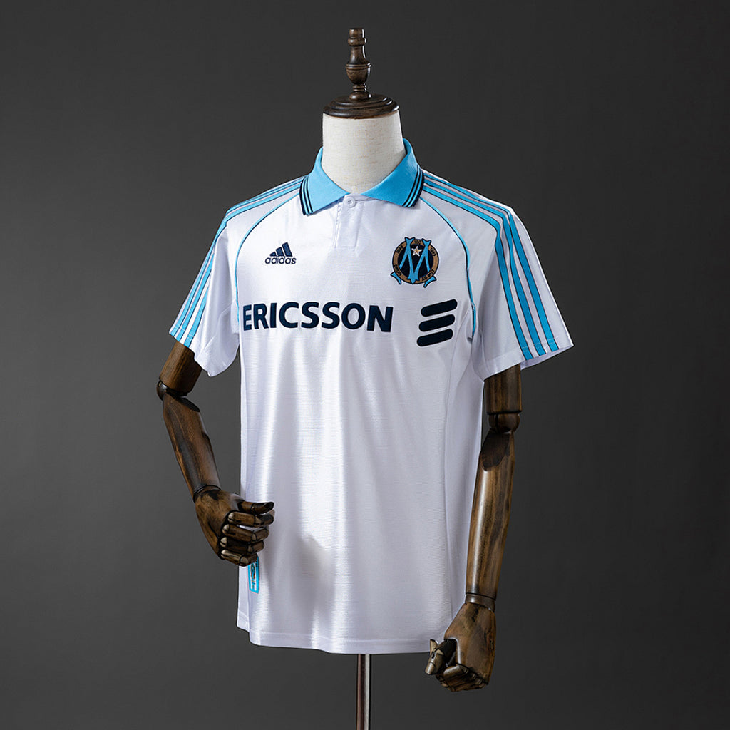 Camiseta Retro Olympique de Marsella Local Gris y Celeste 1990 - frente