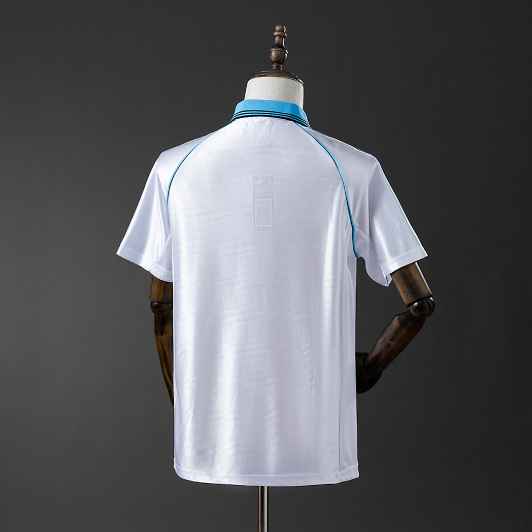 Camiseta Retro Olympique de Marsella Local Azul y Negra 1990 - espalda
