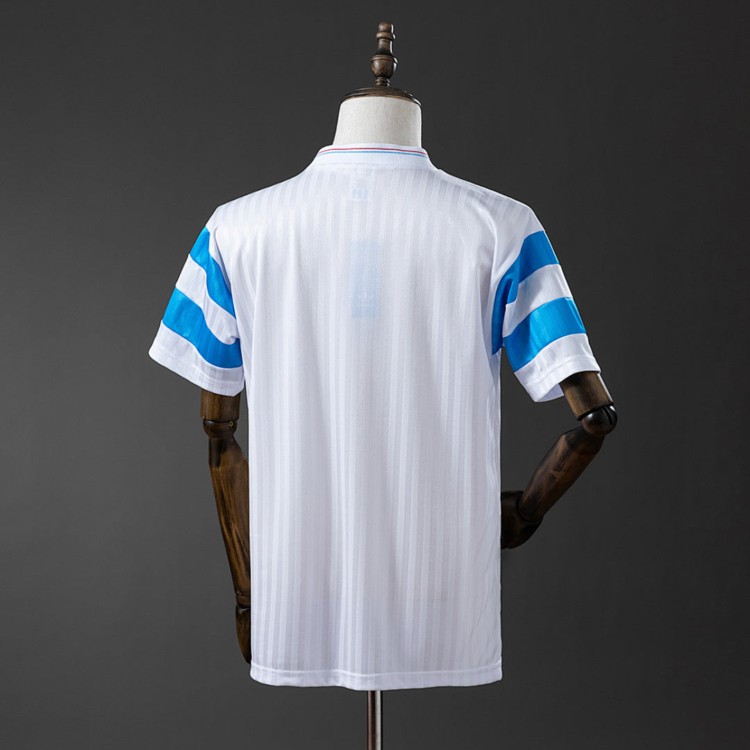 Camiseta Retro Olympique de Marsella Local Azul y Celeste 1990 - espalda