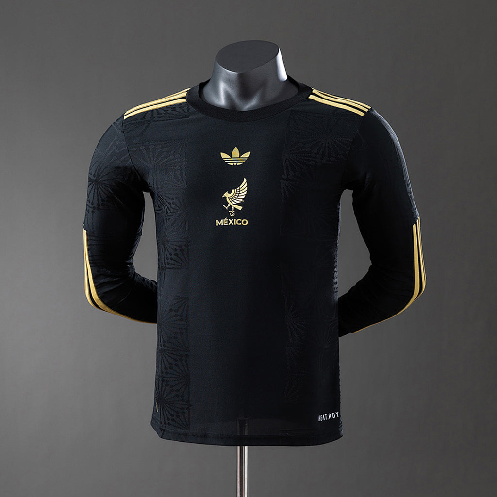 Camiseta México Negra Edición Especial Manga Larga 2025/26 Versión Jugador - frente