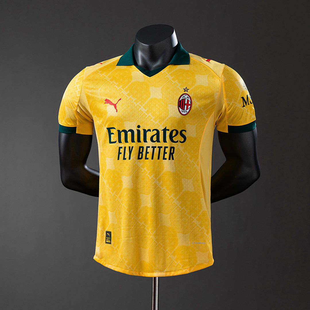 Camiseta AC Milan Visita Dorada y Negra 2025/26 Versión Jugador - frente