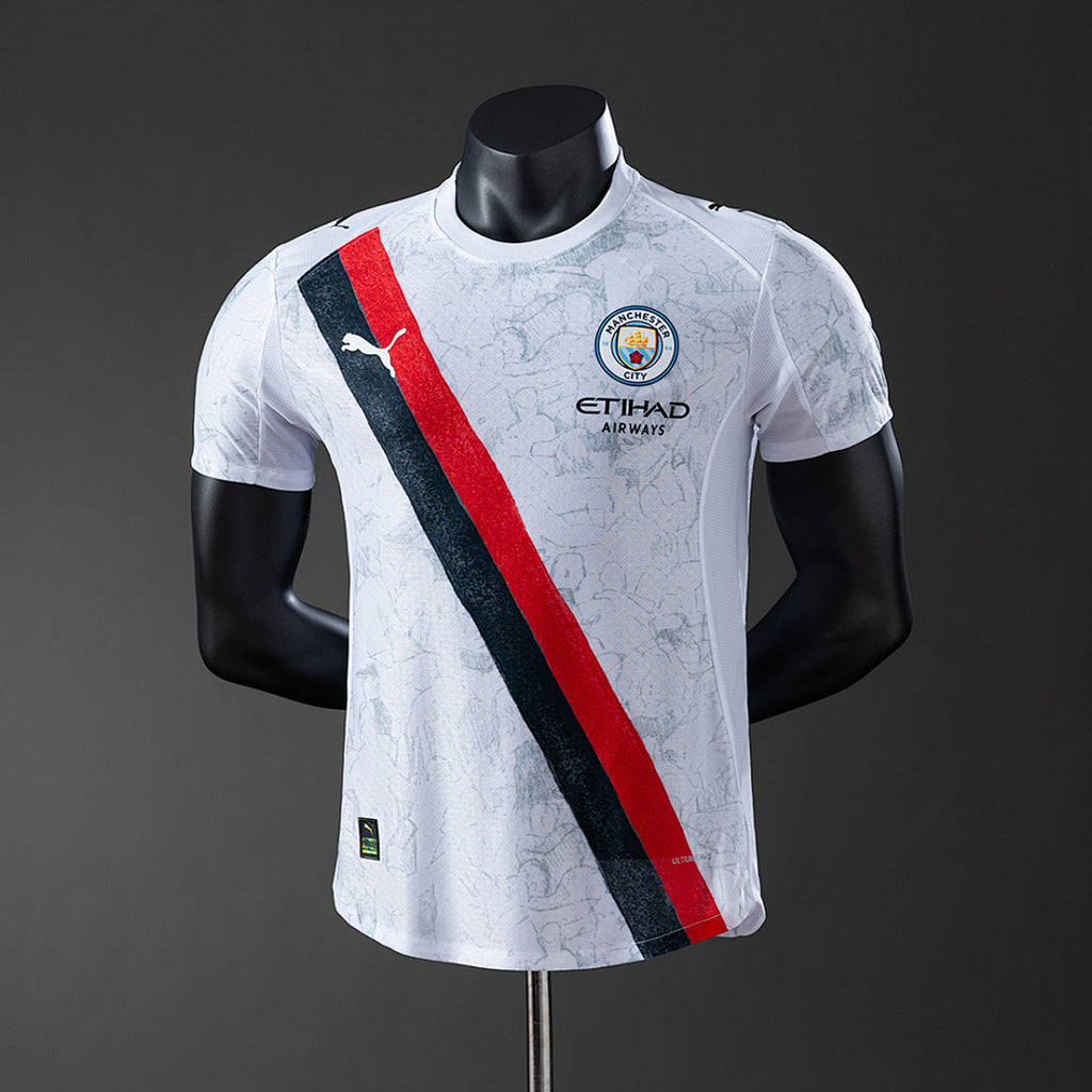 Camiseta Manchester City Visita Celeste y Negra 2025/26 Versión Jugador - frente