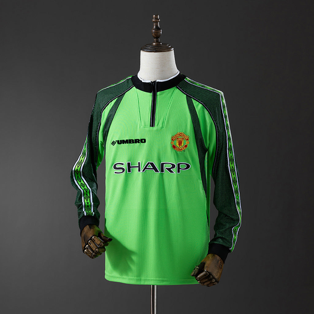 Camiseta Retro Manchester United Portero Verde Manga Larga 1998 - frente