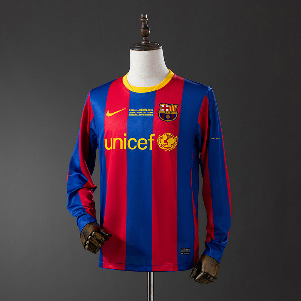 Camiseta Retro FC Barcelona Local Champions League Manga Larga 2010 - frente