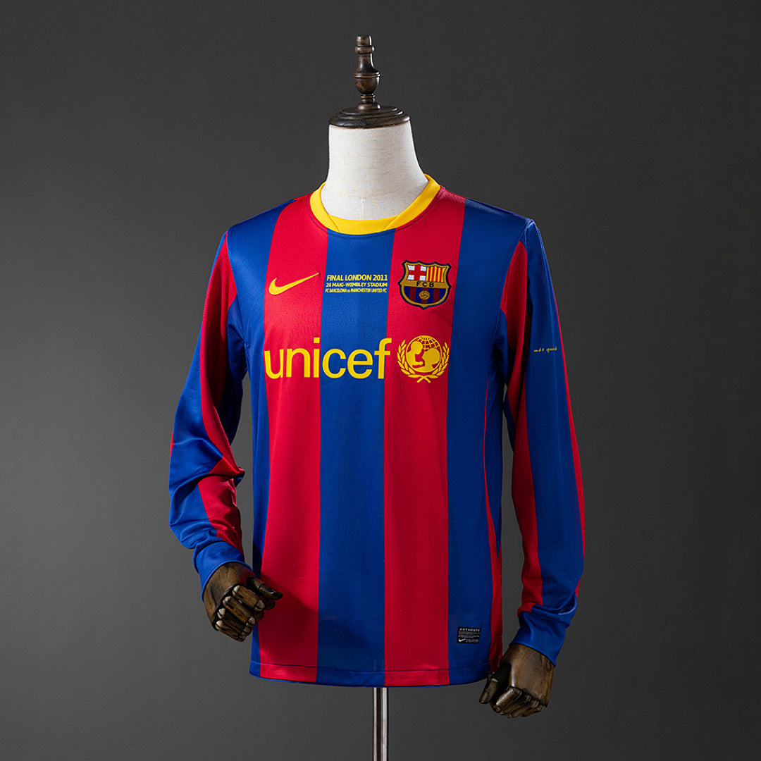 Camiseta Retro FC Barcelona Local Champions League Manga Larga 2010 - frente