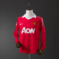 Camiseta Retro Manchester United Local Burdeos y Gris Manga Larga 2010 - frente