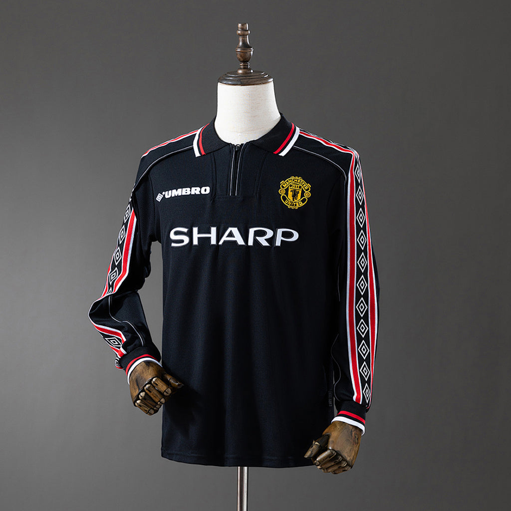 Camiseta Retro Manchester United Negra Manga Larga 1998 - frente
