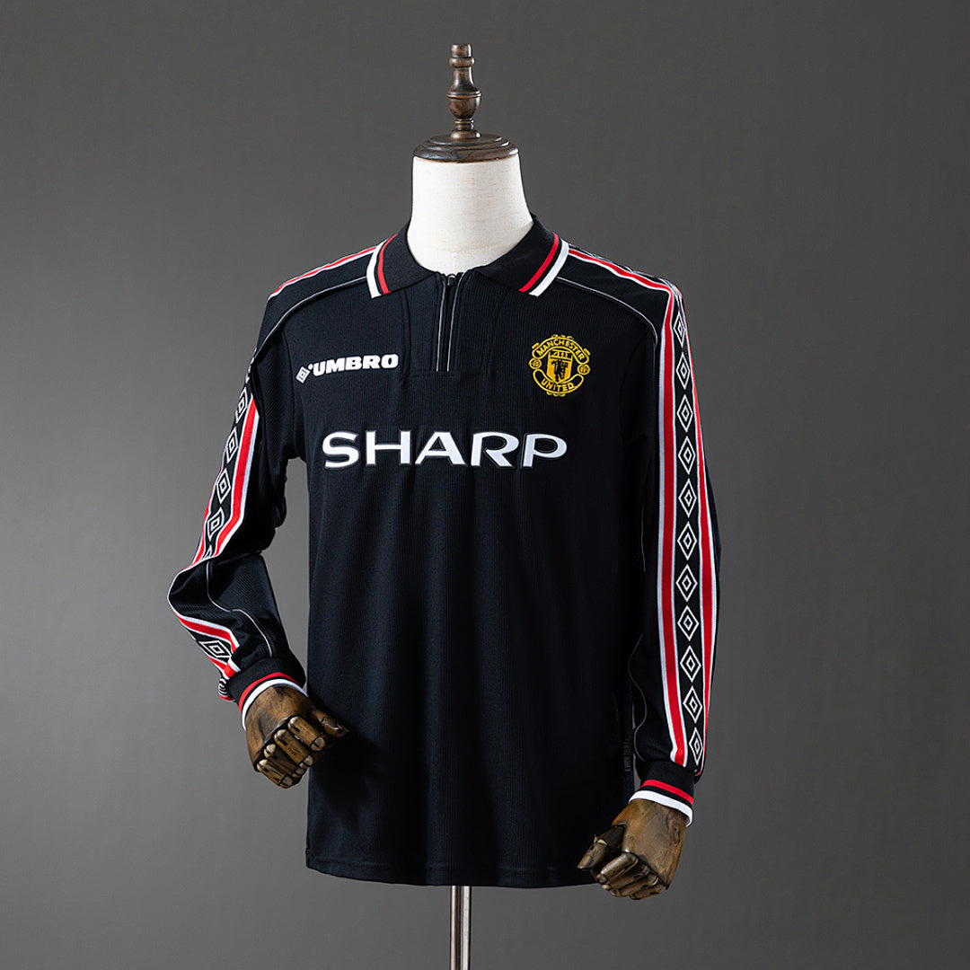 Camiseta Retro Manchester United Negra Manga Larga 1998 - frente