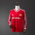 Camiseta Retro Manchester United Visita Burdeos y Roja Manga Larga 1986 - frente