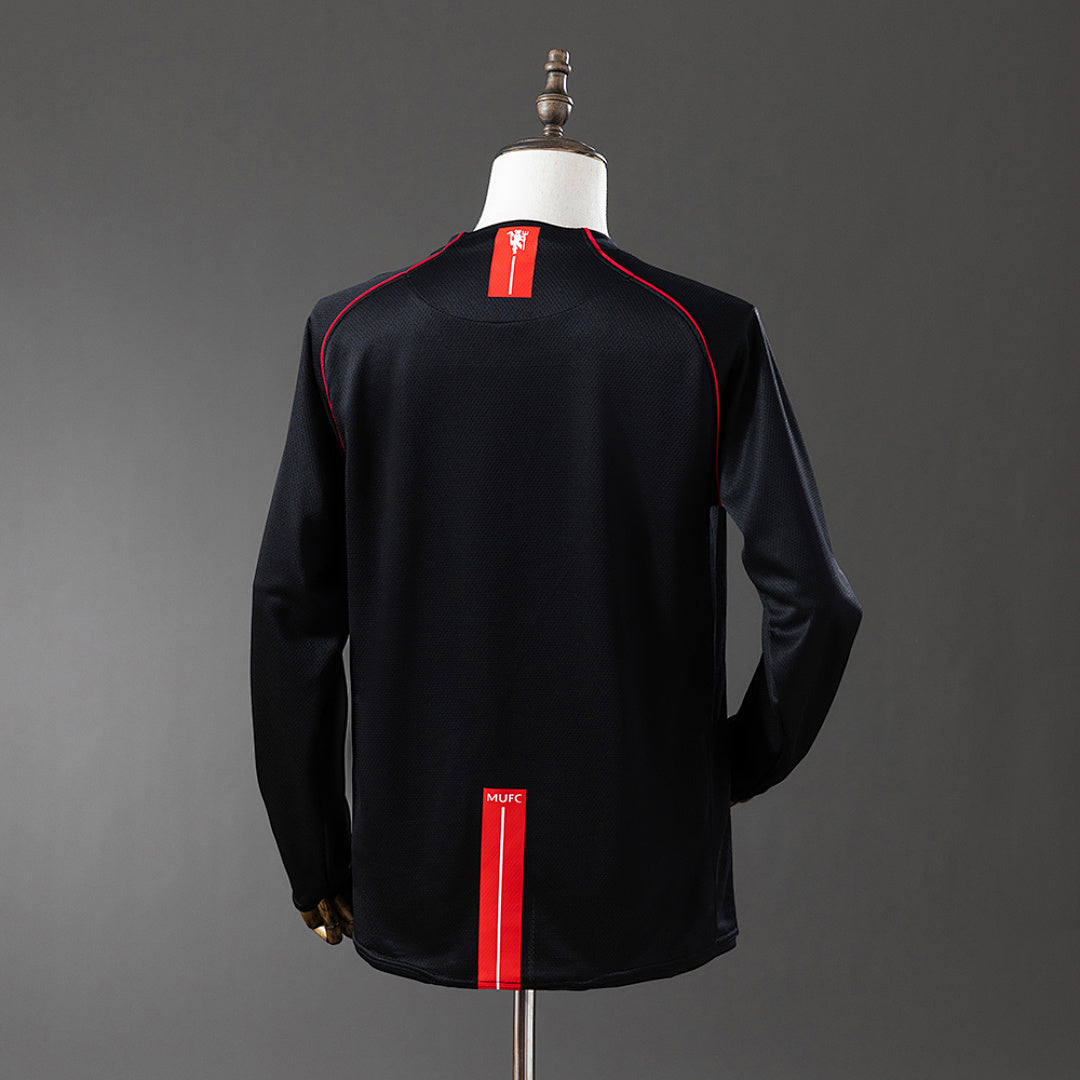 Camiseta Retro Manchester United Negra Manga Larga 07/08 - espalda