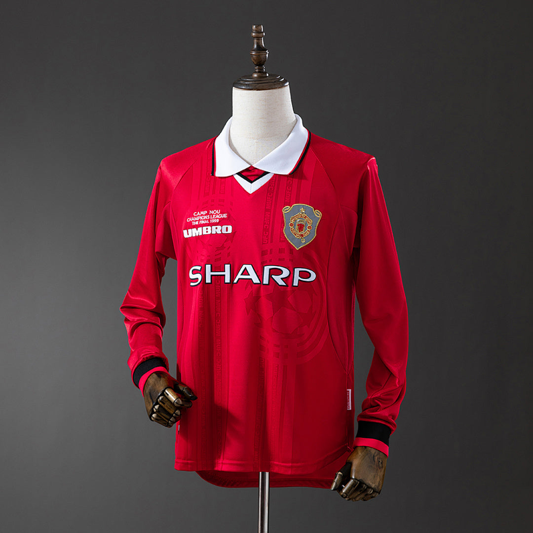 Camiseta Retro Manchester United Local Manga Larga 1999 - frente