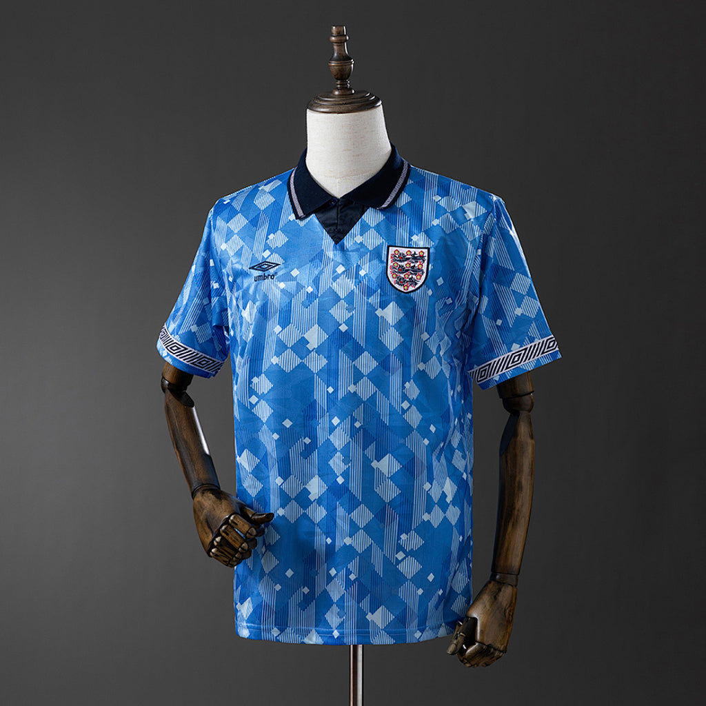 Camiseta Retro Inglaterra Visita Gris y Azul 1990 - frente