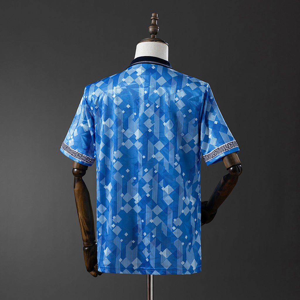 Camiseta Retro Inglaterra Visita Azul y Negra 1990 - espalda