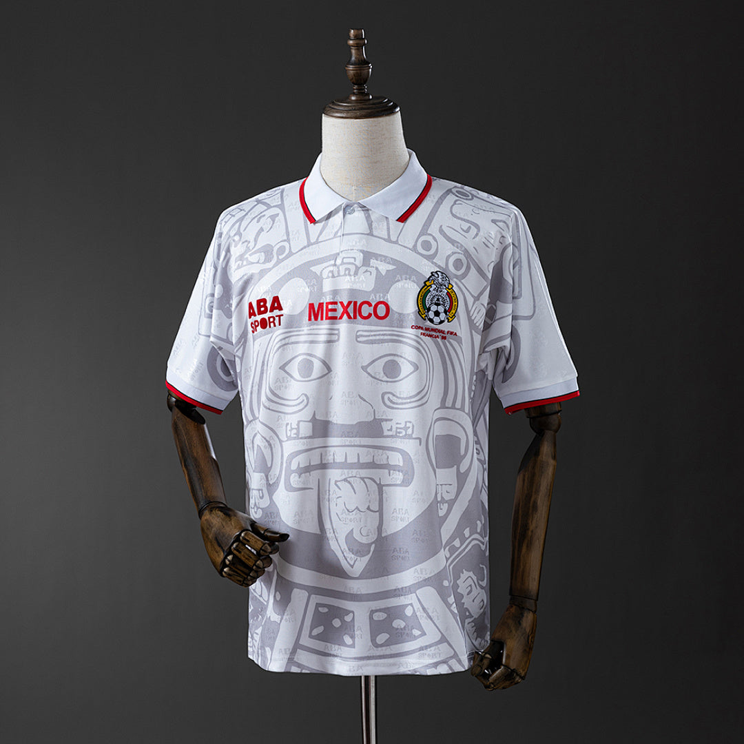 Camiseta Retro México Visita Negra y Gris Claro 1998 - frente