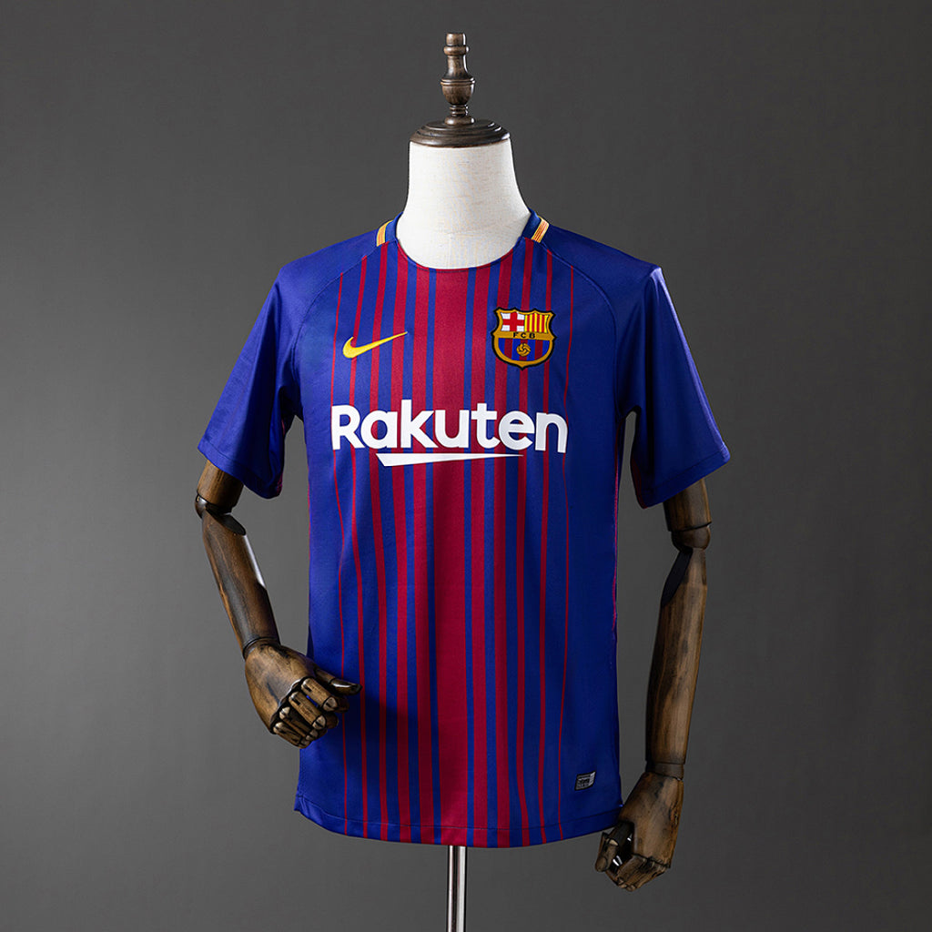 Camiseta Retro FC Barcelona Local Gris y Azul Marino 17/18 - frente