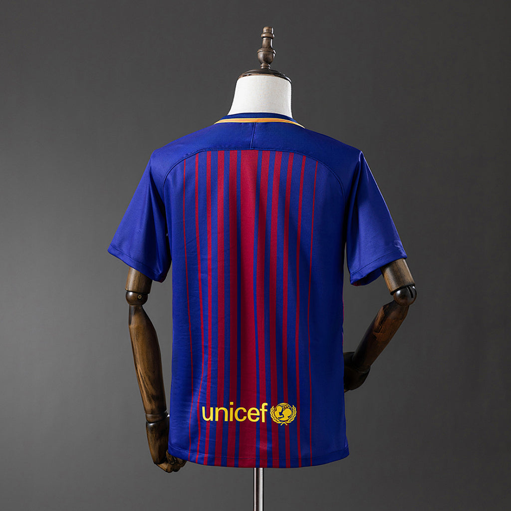Camiseta Retro FC Barcelona Local Azul Marino y Gris 17/18 - espalda