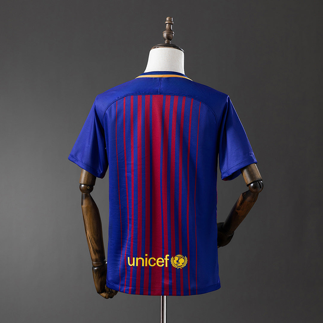 Camiseta Retro FC Barcelona Local Azul Marino y Gris 17/18 - espalda
