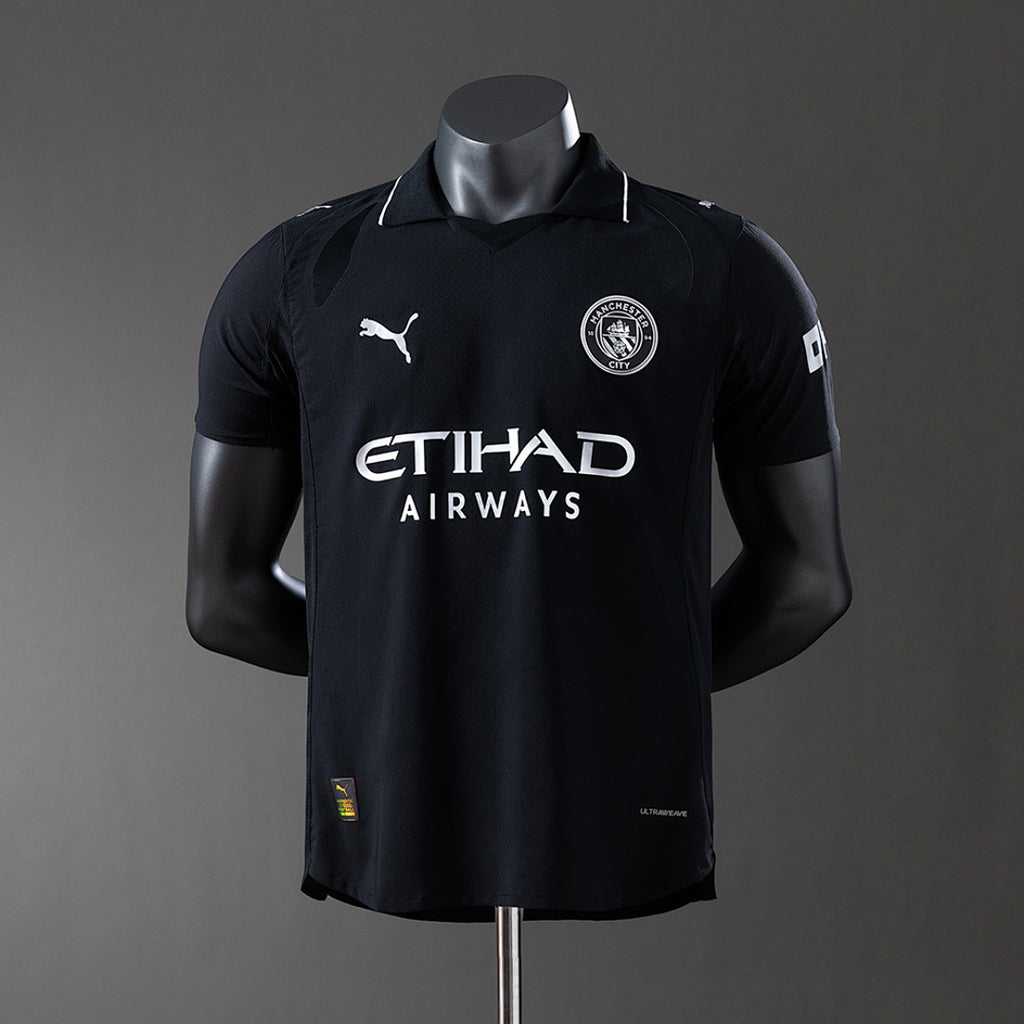 Camiseta Manchester City Visita Negra y Gris 2025/26 Versión Jugador - frente