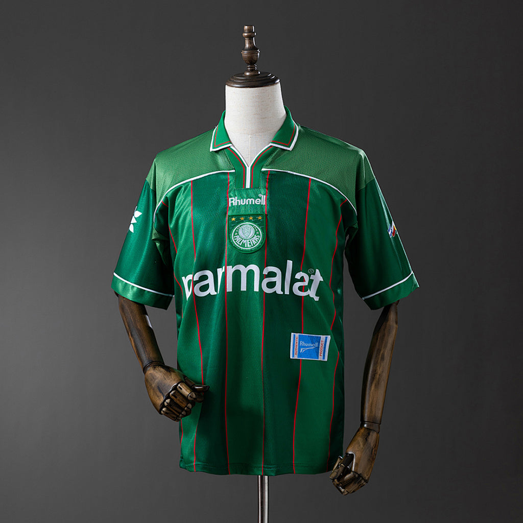 Camiseta Retro Palmeiras Local Negra y Gris 1999 - frente