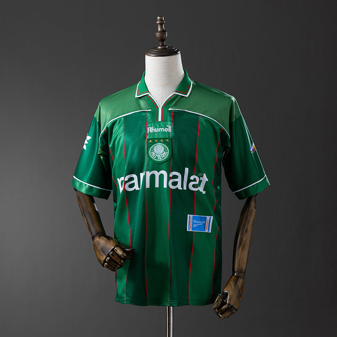 Camiseta Retro Palmeiras Local Negra y Gris 1999 - frente