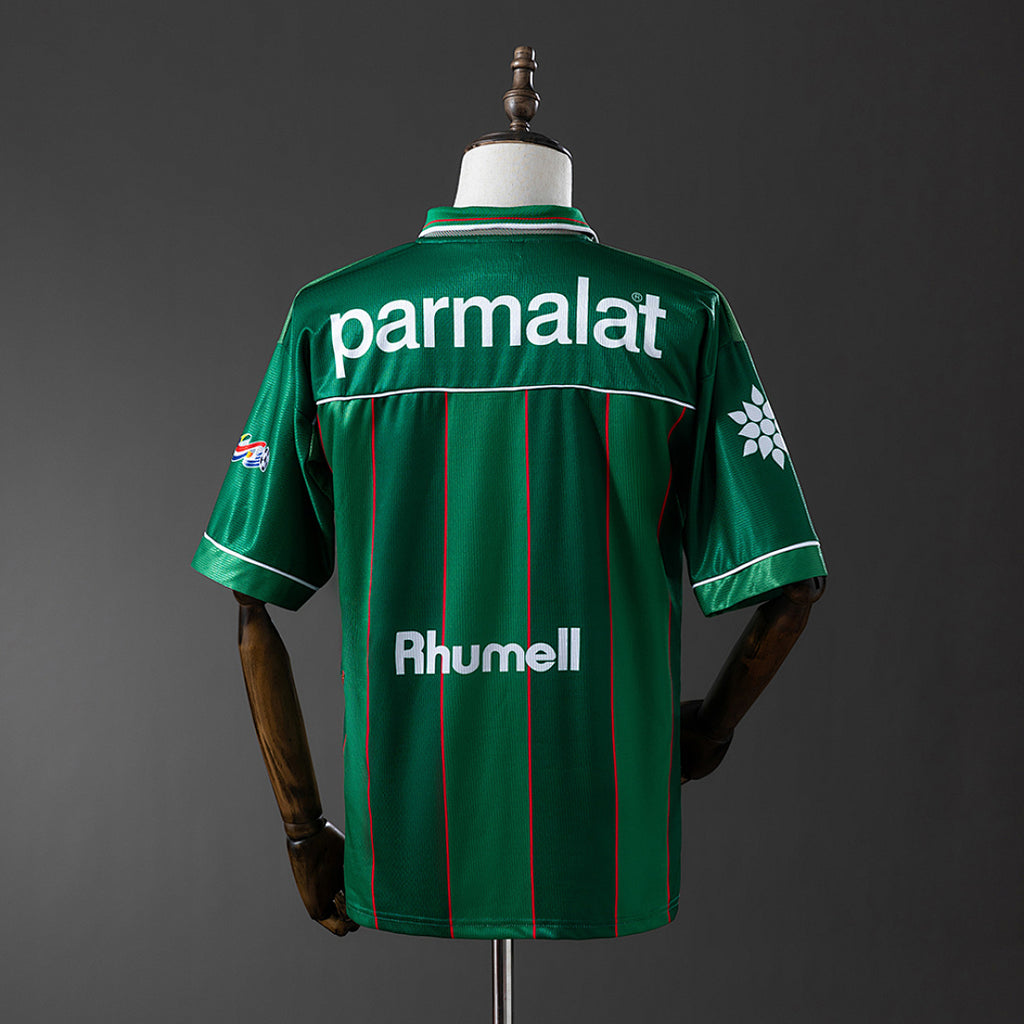 Camiseta Retro Palmeiras Local Verde Oscuro y Gris 1999 - espalda