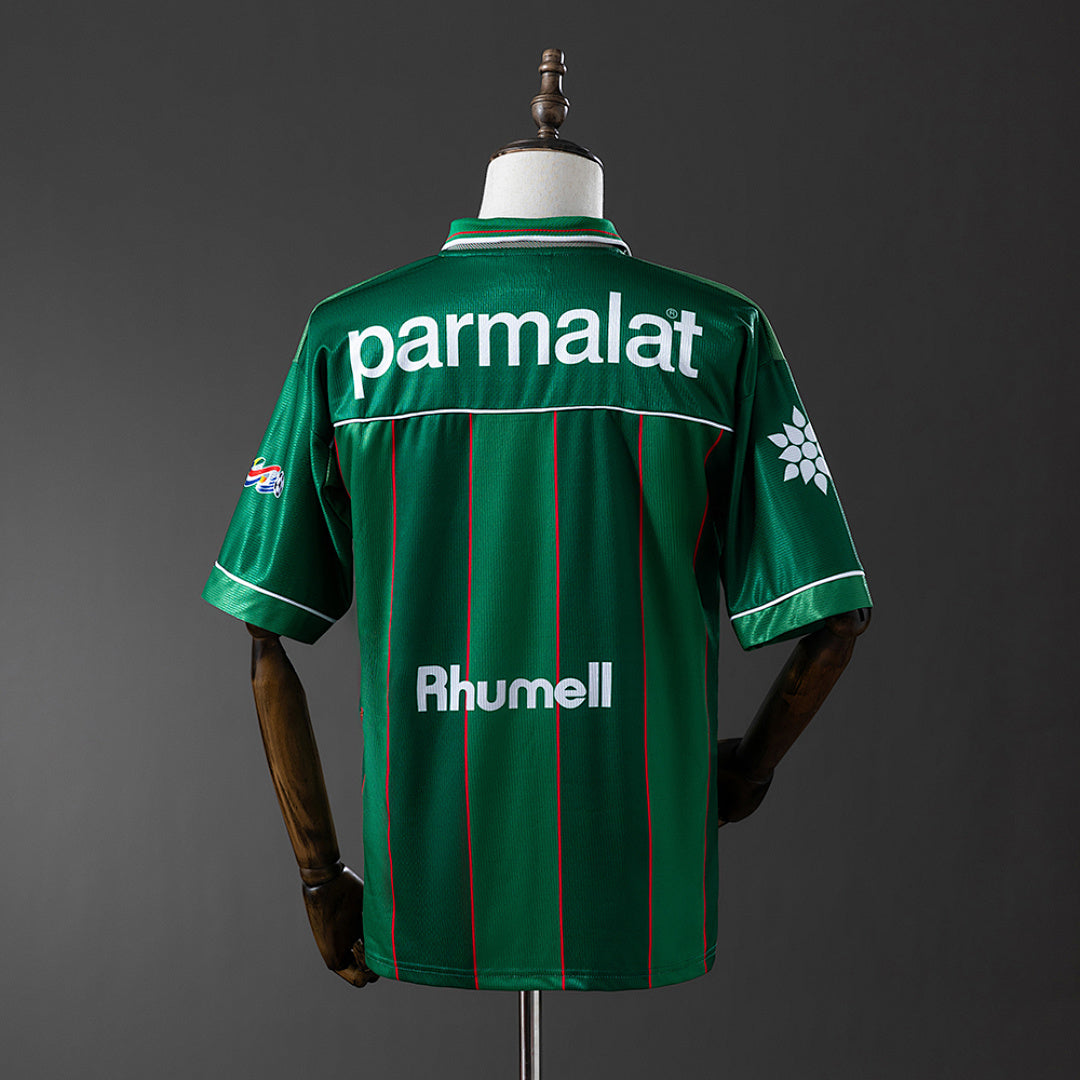 Camiseta Retro Palmeiras Local Verde Oscuro y Gris 1999 - espalda