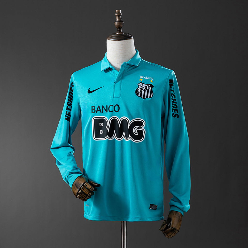 Camiseta Retro Santos Visita Gris y Turquesa Manga Larga 12/13 - frente