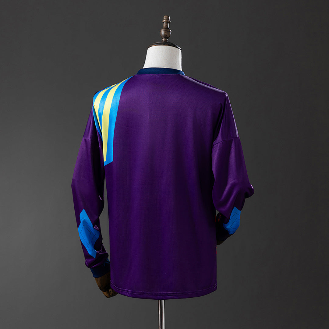 Camiseta Retro Manchester United Portero Roja y Morada Manga Larga 92/94 - espalda