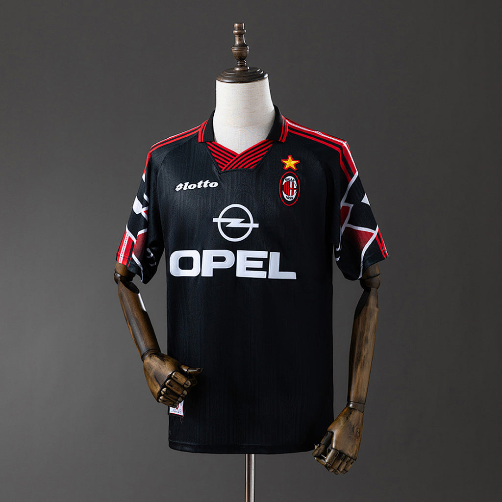 Camiseta Retro AC Milan Visita Negra y Burdeos Edición Especial 97/98 - frente