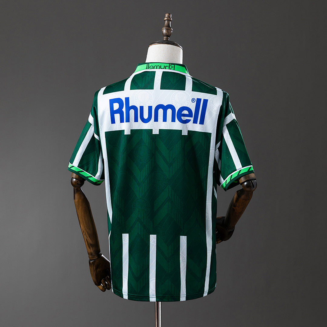 Camiseta Retro Palmeiras Local Verde Oscuro y Gris 93/94 - espalda