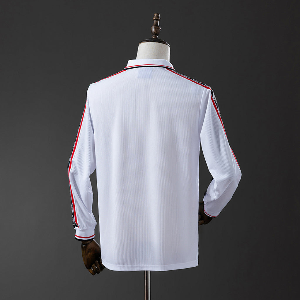 Camiseta Retro Manchester United Blanca Manga Larga 98/99 - espalda