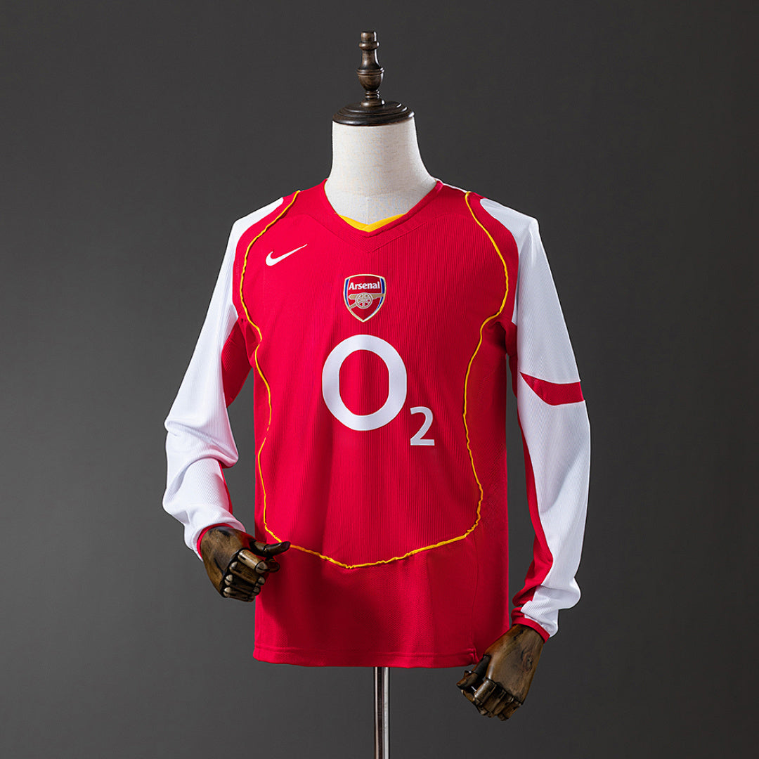 Camiseta Retro Arsenal Local Burdeos y Roja Manga Larga 04/05 - frente