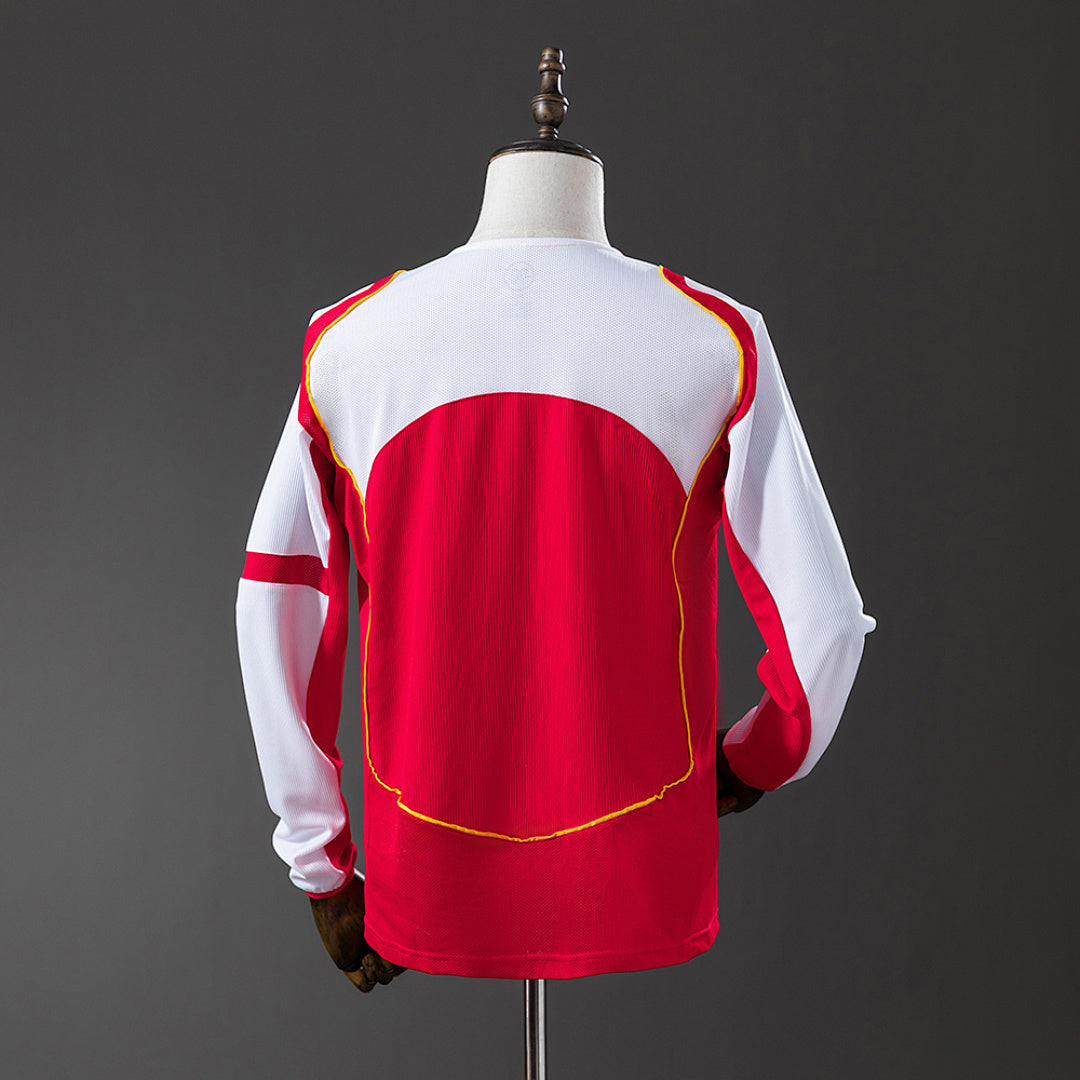 Camiseta Retro Arsenal Local Burdeos y Roja Manga Larga 04/05 - espalda
