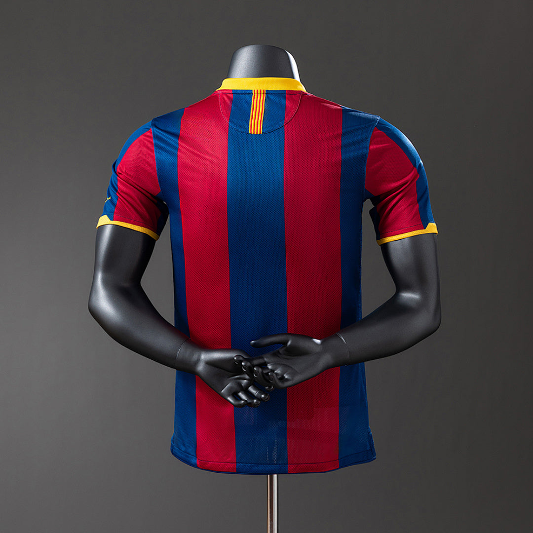 Camiseta Retro FC Barcelona Local Burdeos y Azul Manga Larga 10/11 Versión Jugador - espalda