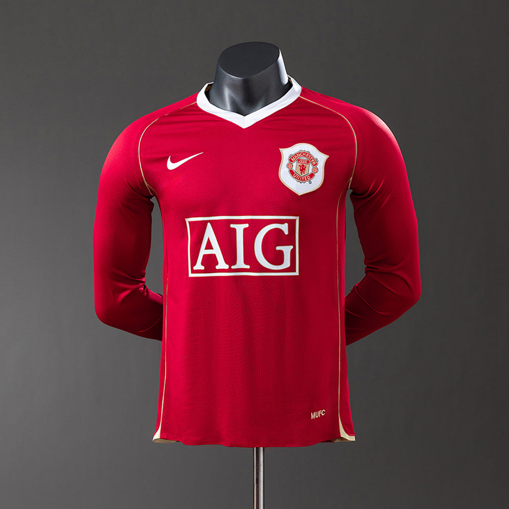 Camiseta Retro Manchester United Local Manga Larga 06/07 Versión Jugador - frente